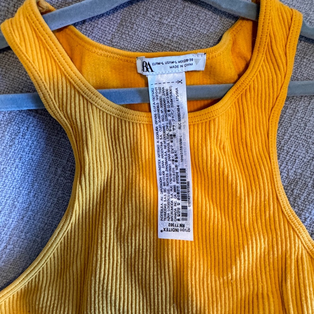 Zara yellow ribbed tank bodysuit size M-L